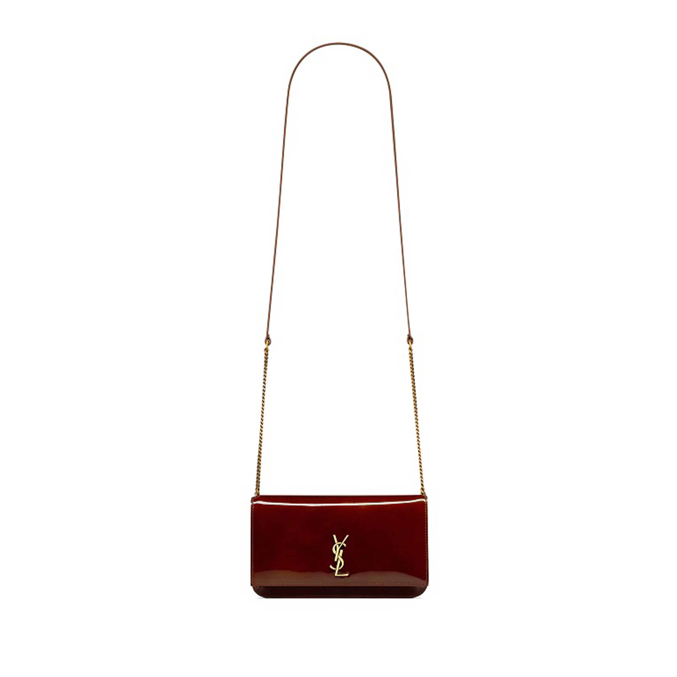 YSL CASSANDRE PHONE HOLDER IN PATENT LEATHER 808548 (18*11*2cm)